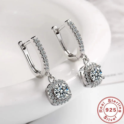 Dainty 2CT Moissanite Hoop Earrings Women Gold Plated Silver Jewelry Gift