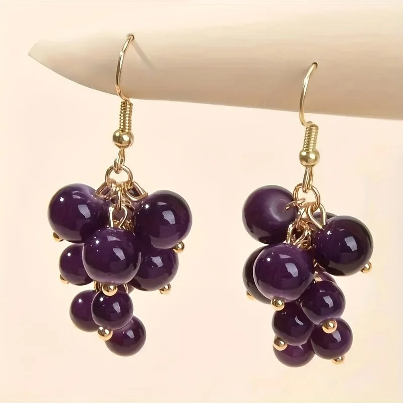 Y2K-Inspired Green Grape Earrings Cute Plastic Fruit Design for Women Jewelry Stylish Grape Earrings Piercing Jewelry