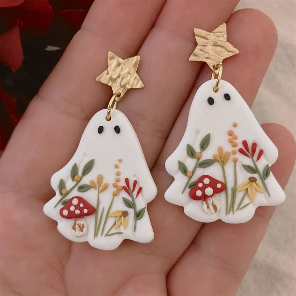 Punk Halloween Ghost Earrings Cartoon Flower Drop Jewelry Women