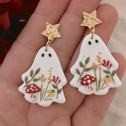 Punk Halloween Ghost Earrings Cartoon Flower Drop Jewelry Women