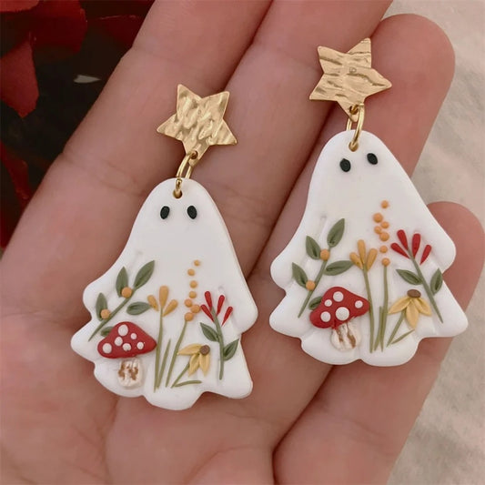 Punk Halloween Ghost Earrings Cartoon Flower Drop Jewelry Women