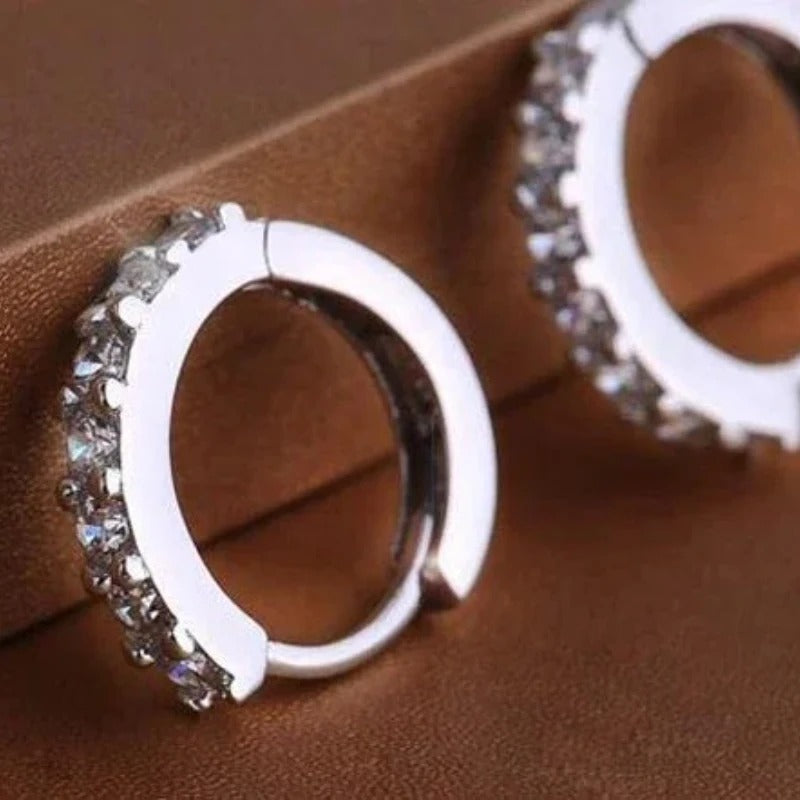 Fast Ship Newest Luxury Romantic Women Jewelry 925 Sterling Silver Plated Rhinestone Crystal Hoop Earrings For Women