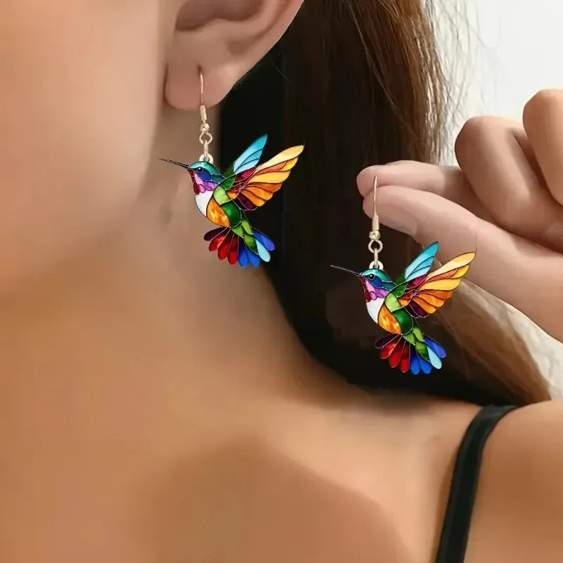 Acrylic Hummingbird Drop Earrings 2D Bird Shape Women Girls