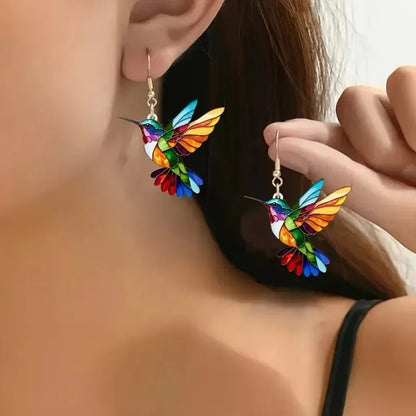 Acrylic Hummingbird Drop Earrings 2D Bird Shape Women Girls