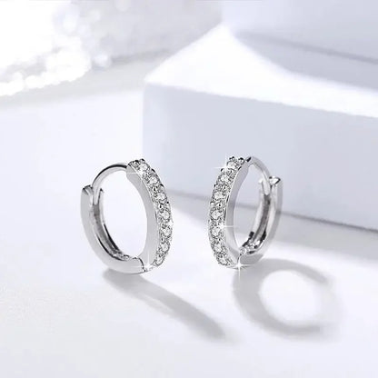 Classic Gold Round Hoop Earrings Women Sparkling Zircon Jewelry