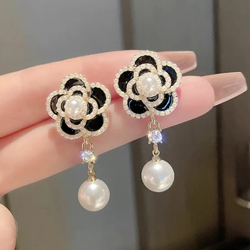 Mini Beads Flower Drop Earrings Women Pearl Dangle Jewelry