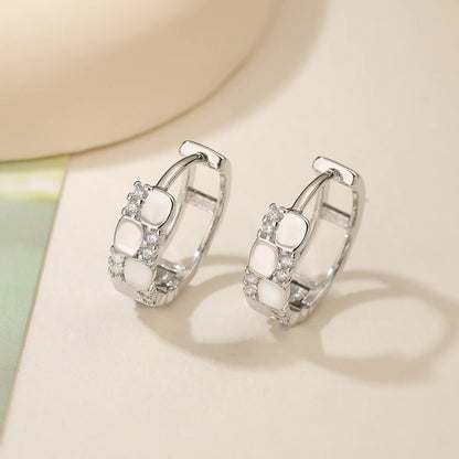 Gold & Silver High Polish Copper Hoop Earrings with Zircon Inlay