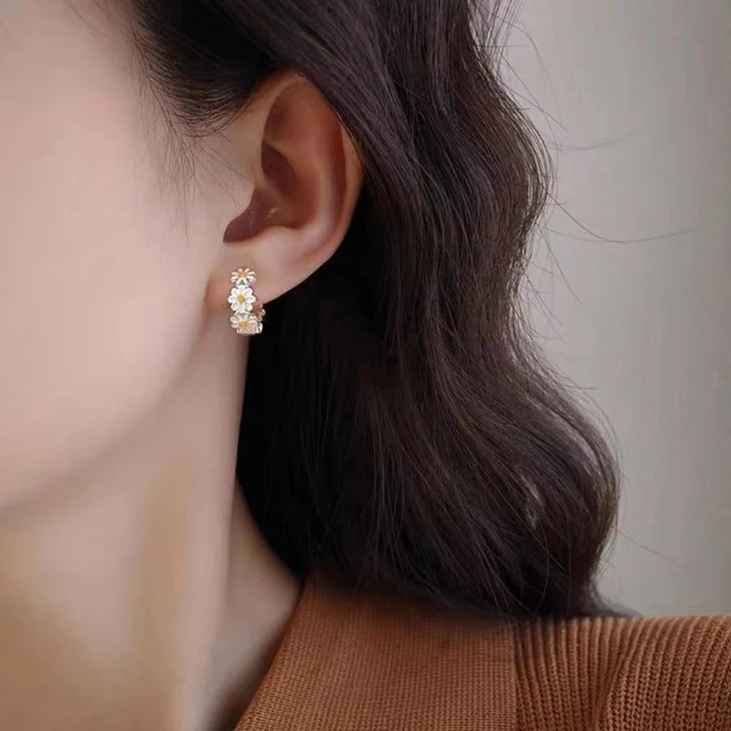 925 Sterling Silver Daisy Earrings Fashionable Plant Temperament Earrings Birthday Gifts For Women Fine Jewelry