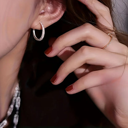 Silvery Frosted Starry Circle Earrings for Women Jewelry Gift