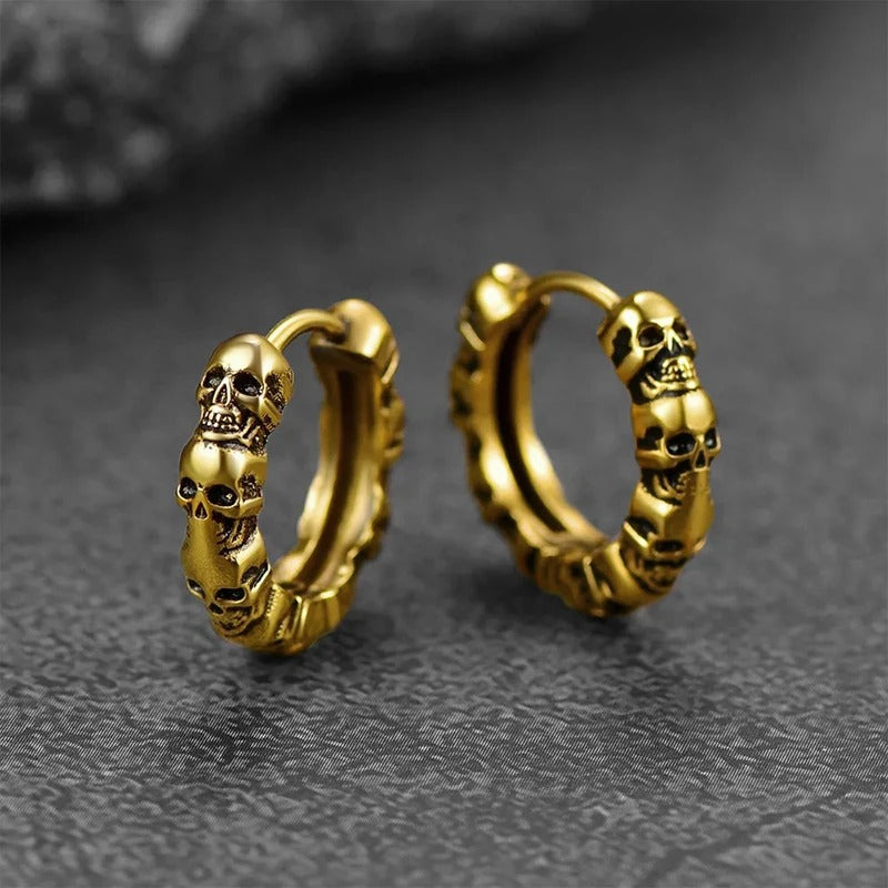 Skull Hoop Circle Earrings Hip Hop Fashion Jewelry Unisex Everyday Wear