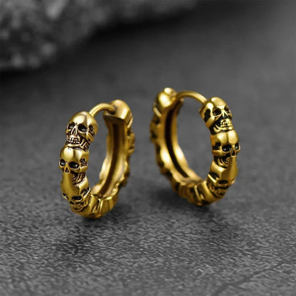 Skull Hoop Circle Earrings Hip Hop Fashion Jewelry Unisex Everyday Wear