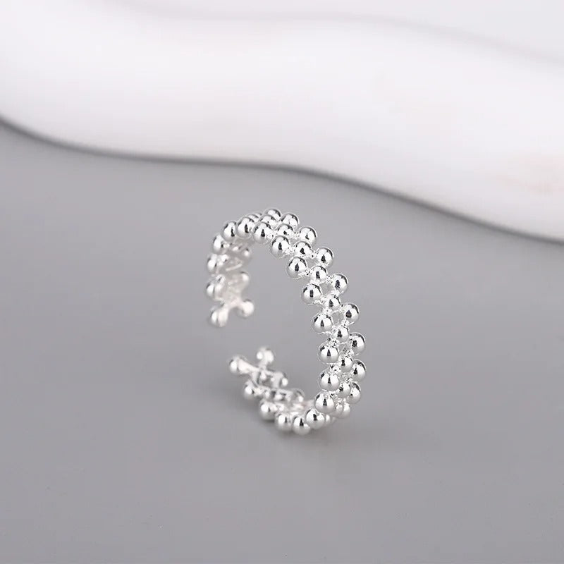 Silver Ball Open Rings For Women Wedding Luxury Quality Jewelry Accessories Jewelry.