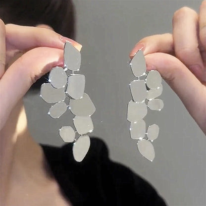 Long Multi-Layer Hanging Earrings Irregular Metal Drop Women