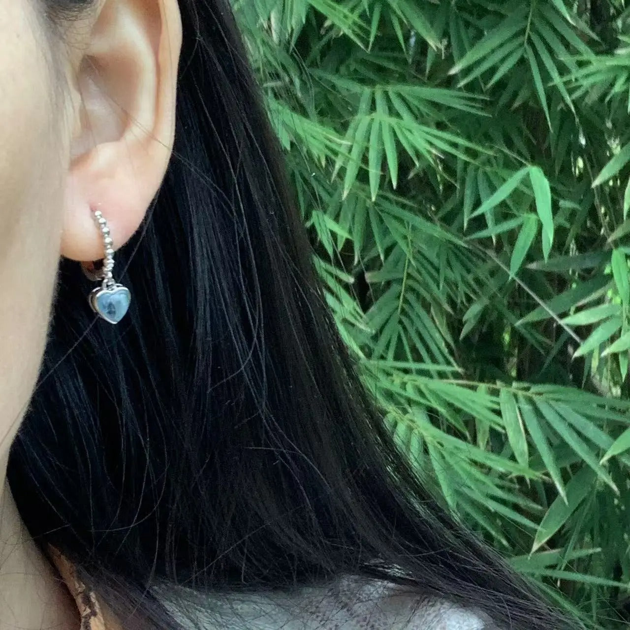 Heart Aquamarine Hoop Earrings – 925 Silver Women’s Jewelry