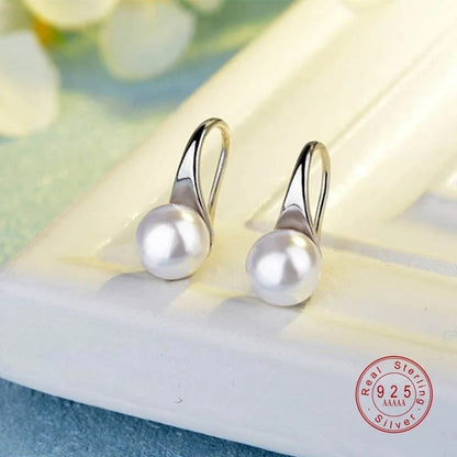 Elegant Freshwater Pearl Earrings – 925 Sterling Silver Needle Round Pearl Studs for Women, Classic Jewelry Gift