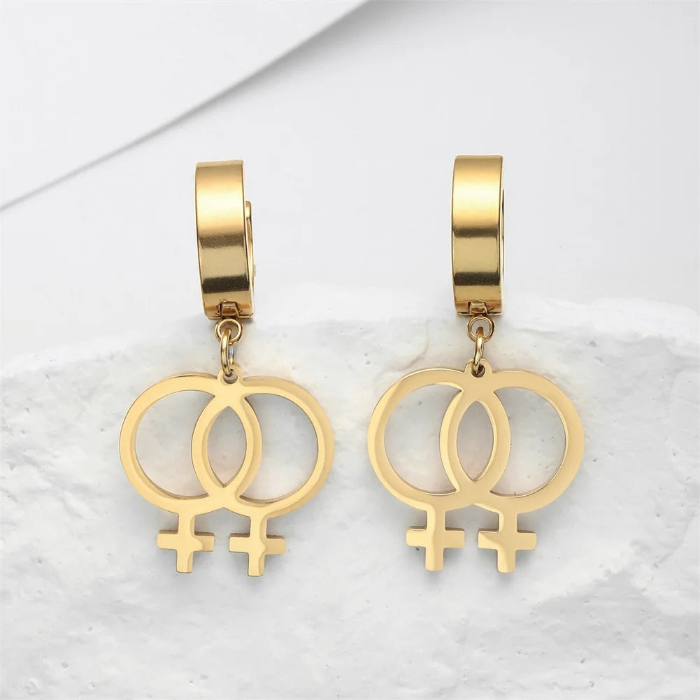Girls Love Lesbian Earrings for Women Female Sign Stainless Steel Dangle Earrings Statement Jewelry Gift 2025 Trendy