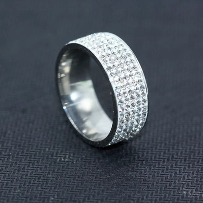 Silver & Gold Color Zircon Ring Round Inlaid Wedding Jewelry