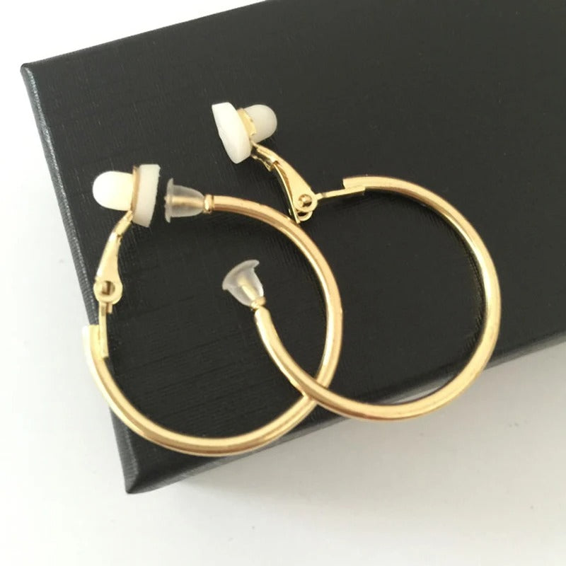 Non-Pierced Ear Cuffs Small & Big Clip-On Hoop Earrings
