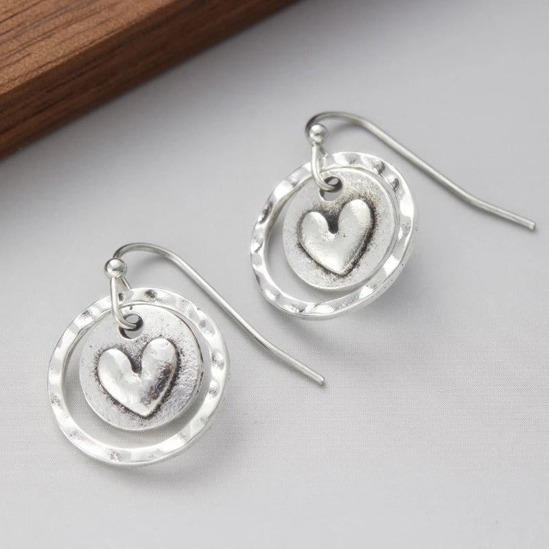 Retro Punk Heart-Shaped Geometric Pendant Earrings – Women’s Trendy Holiday Jewelry