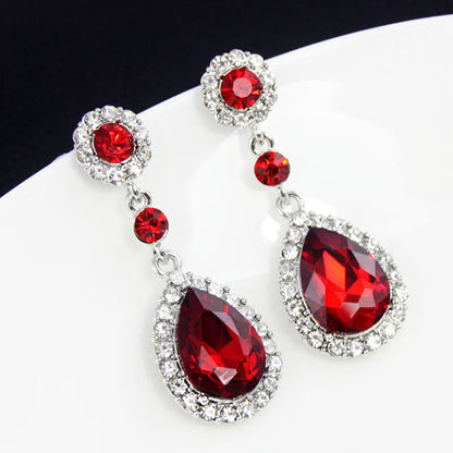 Crystal Water Drop Long Dangle Earrings Women Rhinestone Jewelry