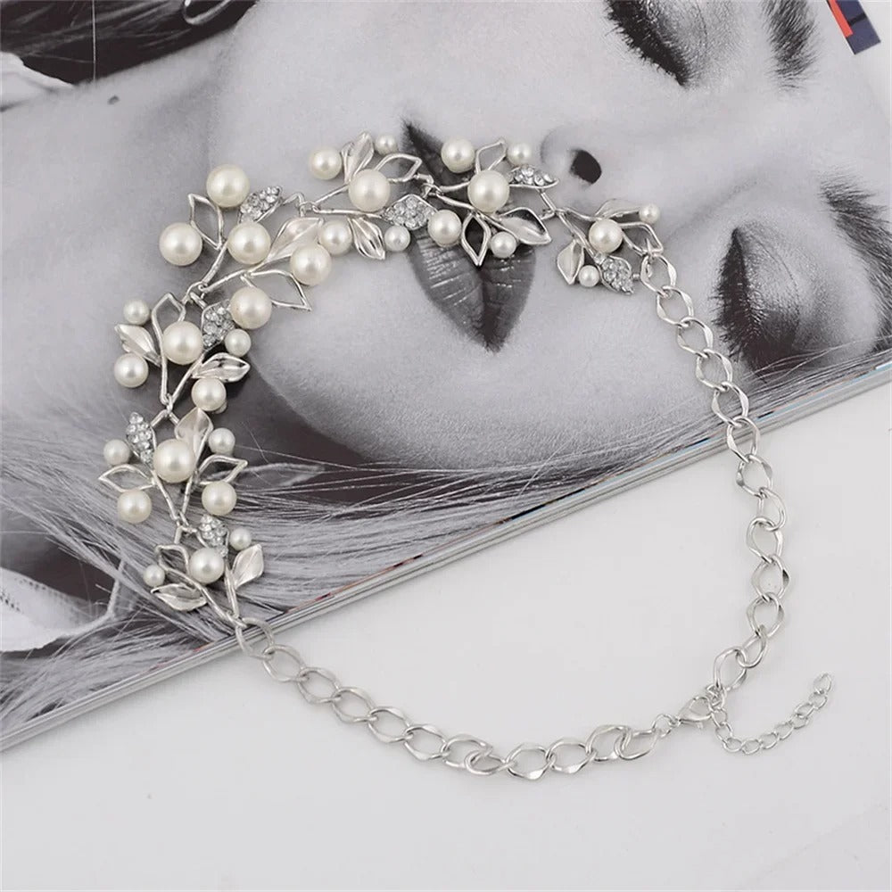 Pearl Leaf Statement Necklace Ethnic Style Jewelry for Women