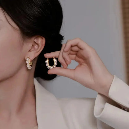 Elegant Gold U-Shaped Hoop Earrings Wedding Party Women Gift