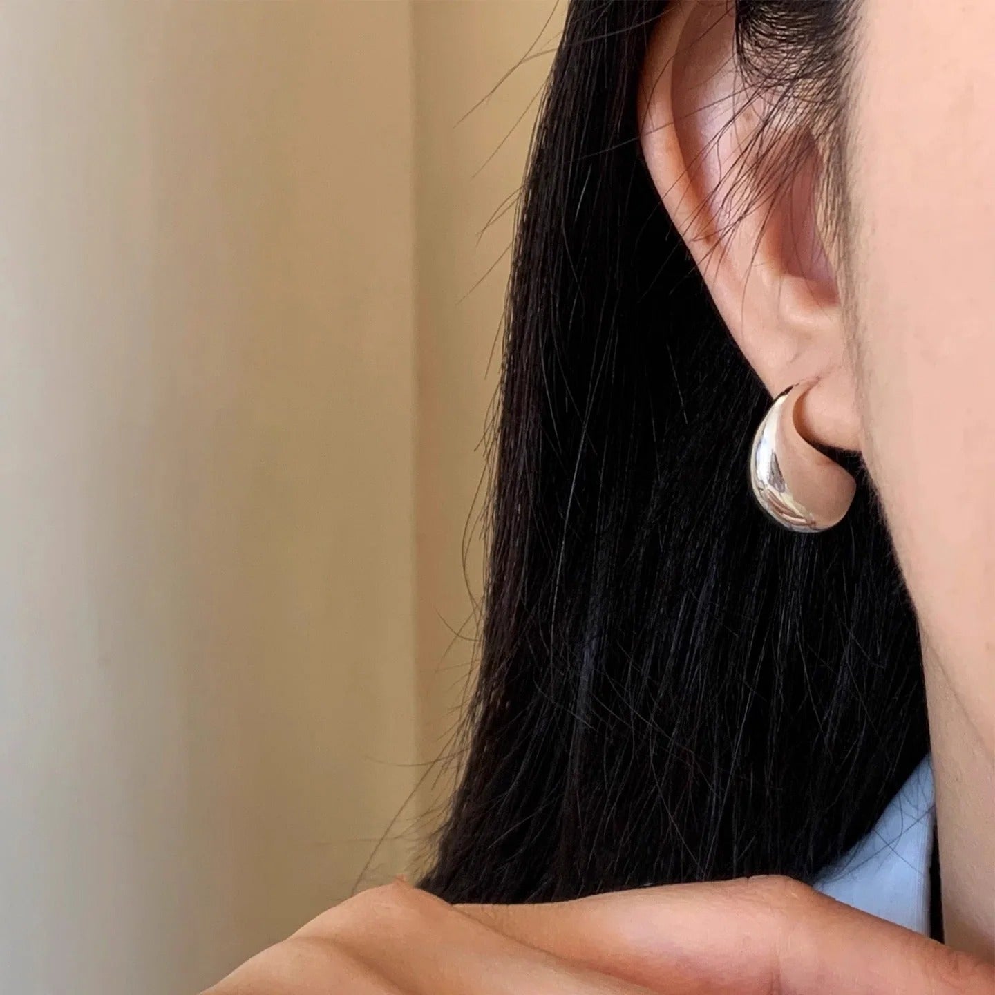 925 Sterling Silver Waterdrop Ball Earrings Women Trendy Jewelry