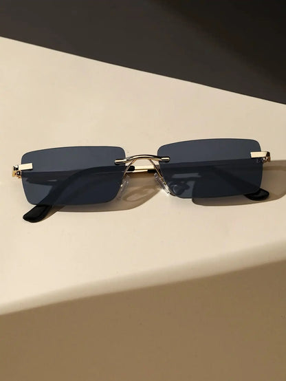 Unisex Metal Square Rimless Sunglasses