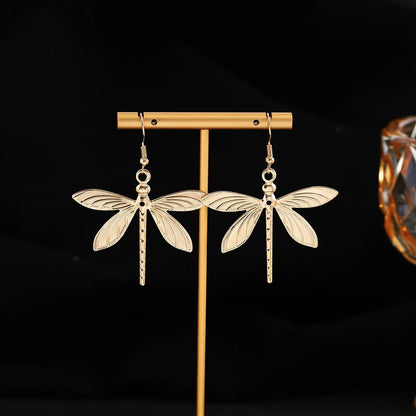 Trendy Minimalist Dragonfly Earrings Women Piercing Dangle Jewelry