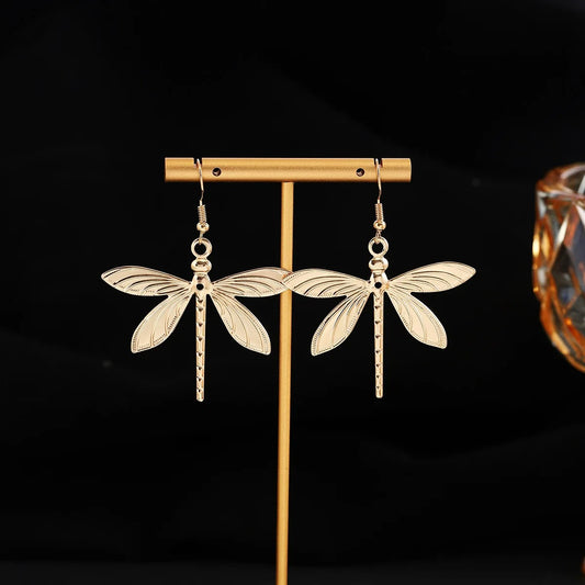 Trendy Minimalist Dragonfly Earrings Women Piercing Dangle Jewelry