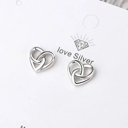 Sterling Silver Love Heart Stud Earrings for Women Luxury