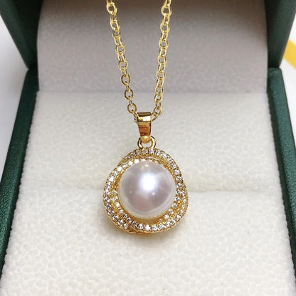 K Gold Exquisite Bird's Nest Freshwater Pearl Pendant Necklace Gilded Jewelry