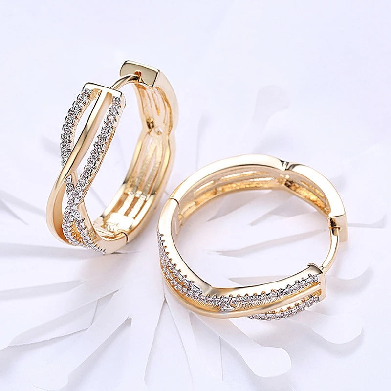 Silver  Gold Twist Hoop Earrings For Women Fashion Wedding Jewelry