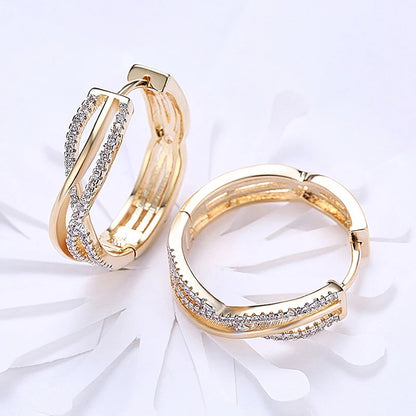 Silver  Gold Twist Hoop Earrings For Women Fashion Wedding Jewelry