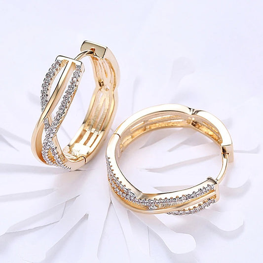 Silver  Gold Twist Hoop Earrings For Women Fashion Wedding Jewelry