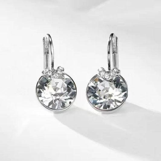 V Drop Crystal Earrings for Women Birthday Gift Dangle Silver Gold Jewelry