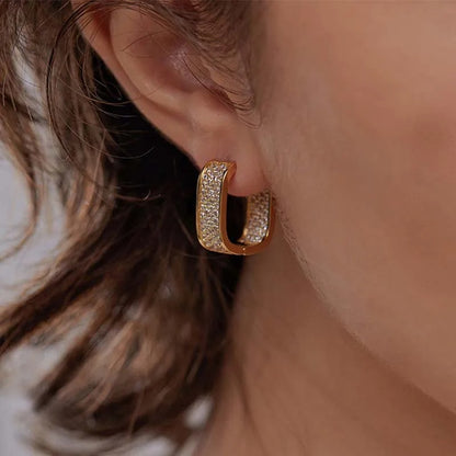 Gold & Silver Square Hoop Earrings Women Stainless Steel Jewelry