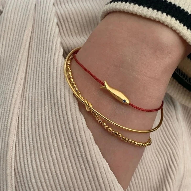 Red string Fish bracelet for women cute fish blue string adjustable bracelet handmade jewelry minimalist ethnic jewelry for Gift