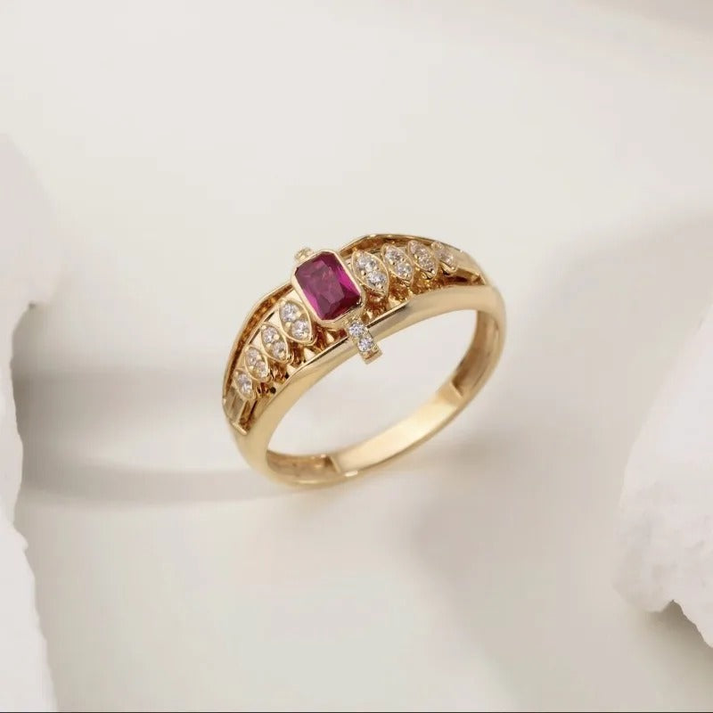Women’s Gold Color Square Oval Rings Jewelry Party Gift