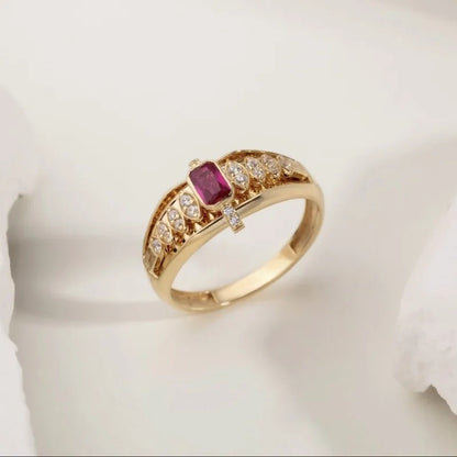 Women’s Gold Color Square Oval Rings Jewelry Party Gift