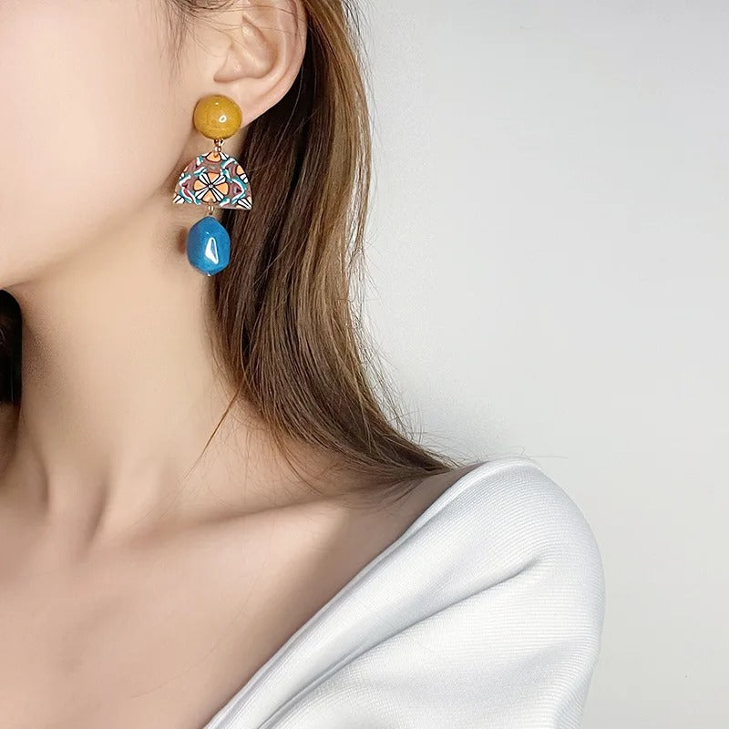 New Baroque Acrylic Drop Earrings Women Colorful Dangle Jewelry