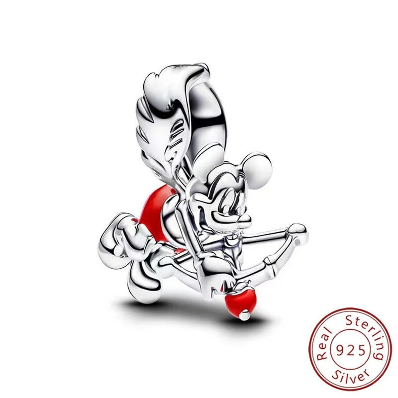 925 Silver Cartoon-Inspired Cupid Squirrel & Mouse Charm Beads for DIY Bracelets