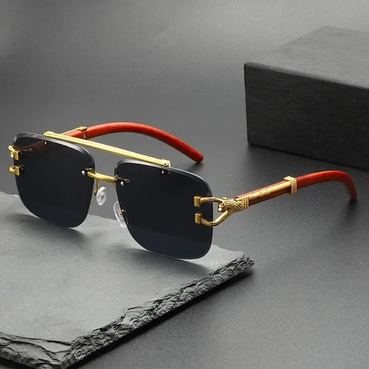 Fashion Rimless Pilot Sunglasses Square Driving Eyewear Unisex