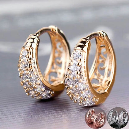 Luxury Paved Hoop Earrings for Women Daily Wear Fashion Jewelry