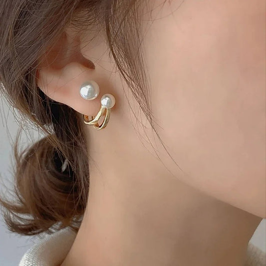 Elegant Pearl Stud Earrings Retro Luxury Jewelry for Women