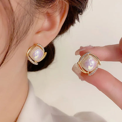 925 Silver Pearl Stud Earrings Korean Vintage Women’s Jewelry