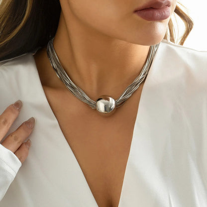 2025 Punk Style Gold Color Metal Multilayer Box Chain Clavicle Necklace Ladies Hip Hop Round Necklaces Men Fashion Girls Jewelry