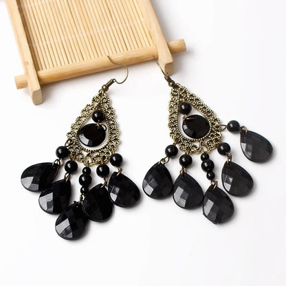 European American Ethnic Style Hollow Drop Earrings Women
