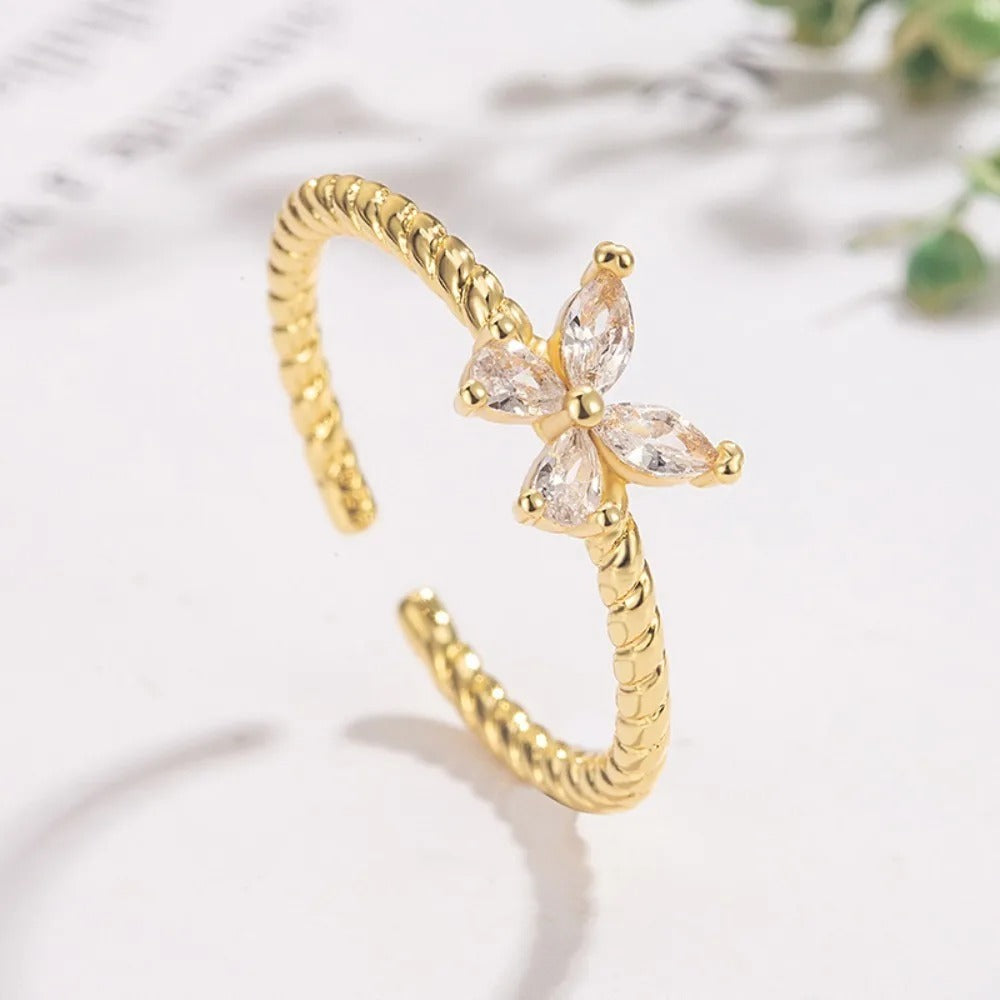 New Zircon Adjustable Butterfly Rings For Women Geometric Minimalist Wedding Ring Engagement Couple Jewelry Party Gift