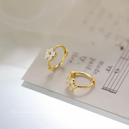 Women’s Silver Flower Earrings Gold Korean Style Fashion Jewelry